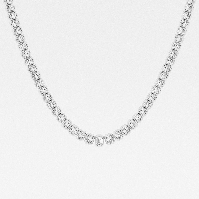 16 ctw Emerald Lab Grown Diamond Graduated Bezel Set Tennis Necklace